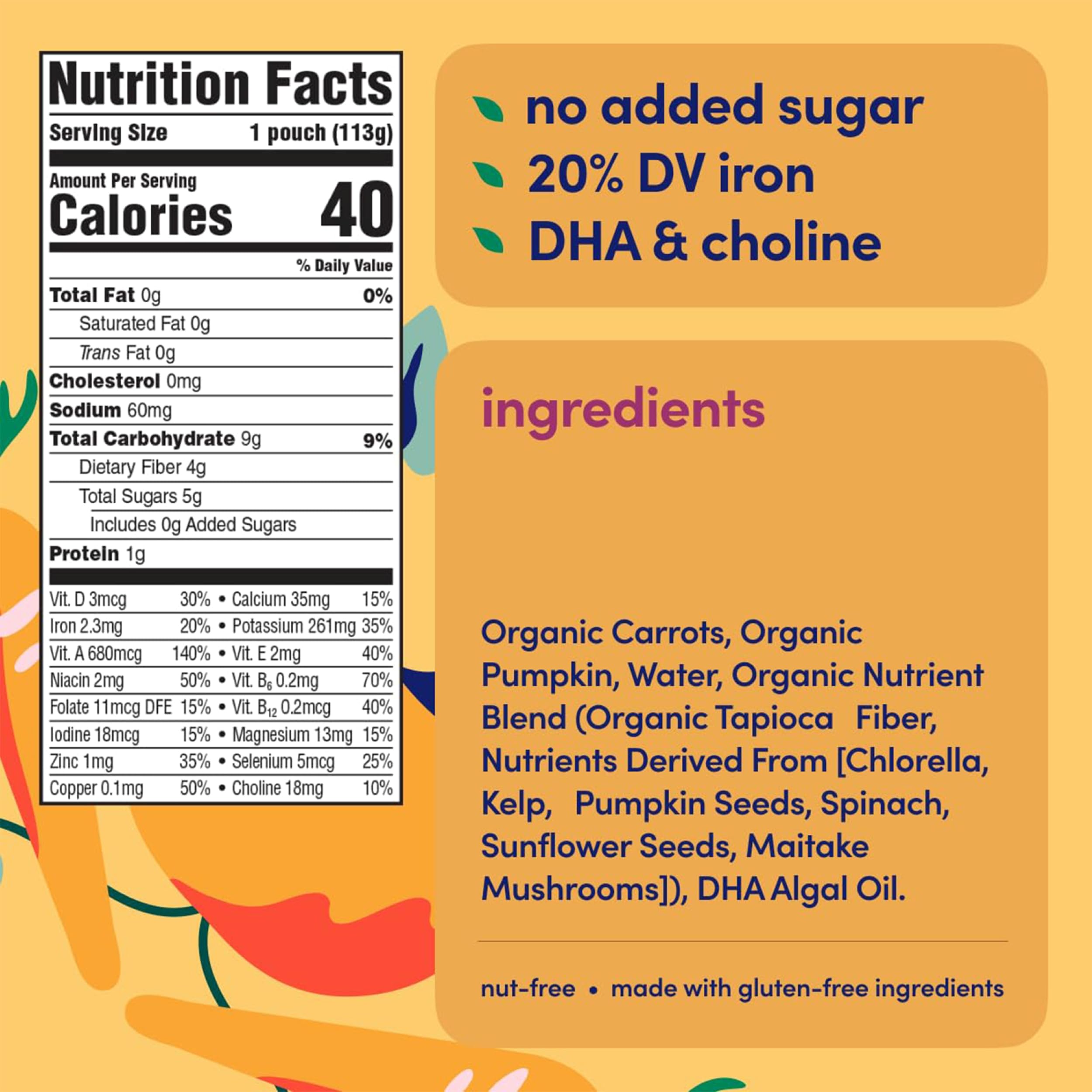 Cerebelly pumpkin puree pouch provides veggie-forward flavor for meals.
