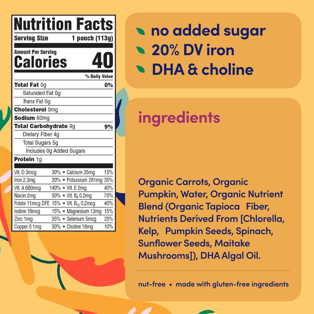 Cerebelly pumpkin puree pouch provides veggie-forward flavor for meals.