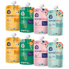 Cerebelly variety pack pouches for on-the-go meals.