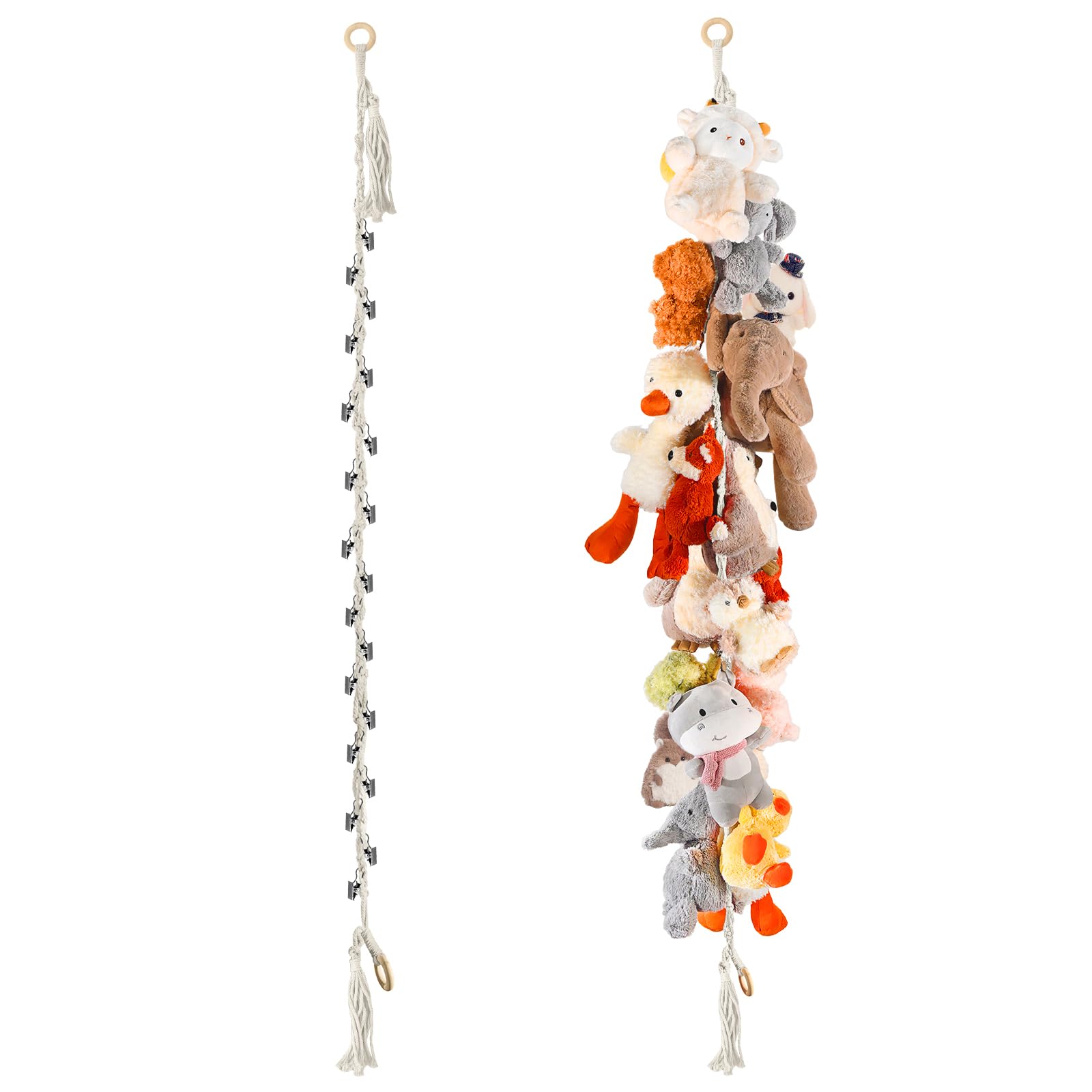 CERETIA 80-inch plushies storage chain mounted on wall holding stuffed animals