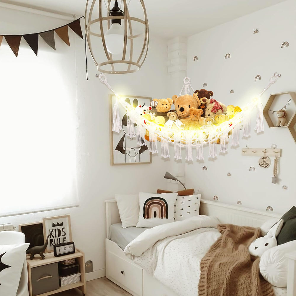 CERETIA stuffed animal hammock displays plushies neatly for playroom use.