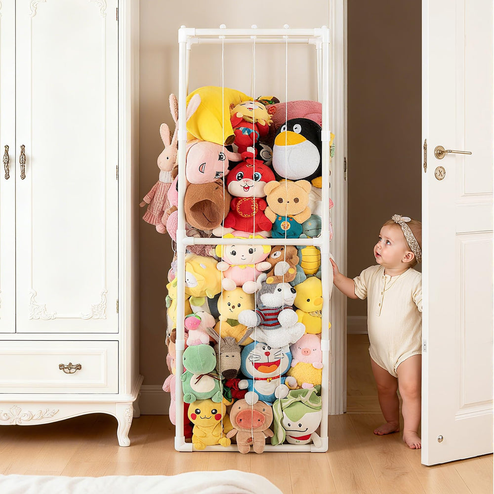 Cerpourt pvc tube zoo holder with elastic band for easy access to plush toys.