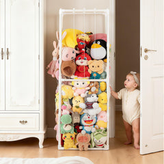 Cerpourt pvc tube zoo holder with elastic band for easy access to plush toys.