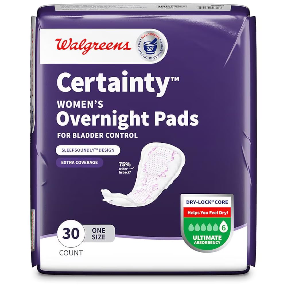 Certainty women's overnight pad with dry-lock core for a drier night's rest.