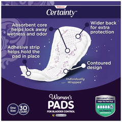Certainty overnight pad with wider back design provides extra protection.