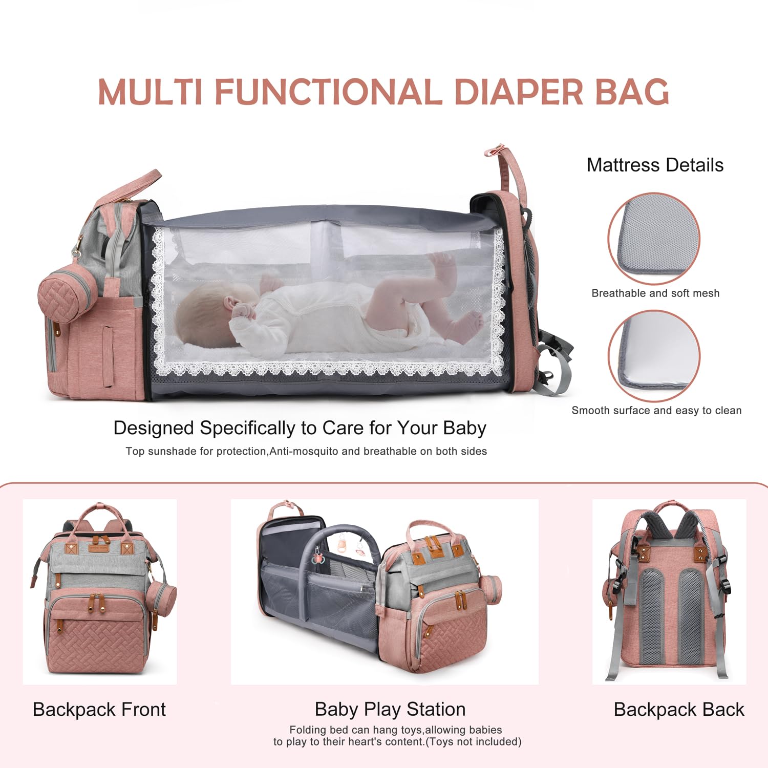 CESAILT diaper bag waterproof fabric protects gear from spills and rain.