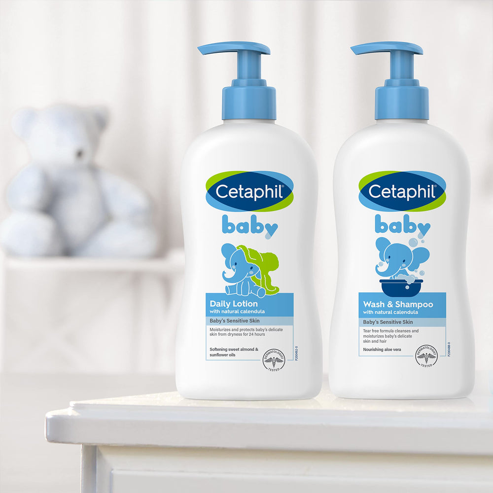 Cetaphil Baby Daily Lotion provides 24-hour moisture for all-day softness.