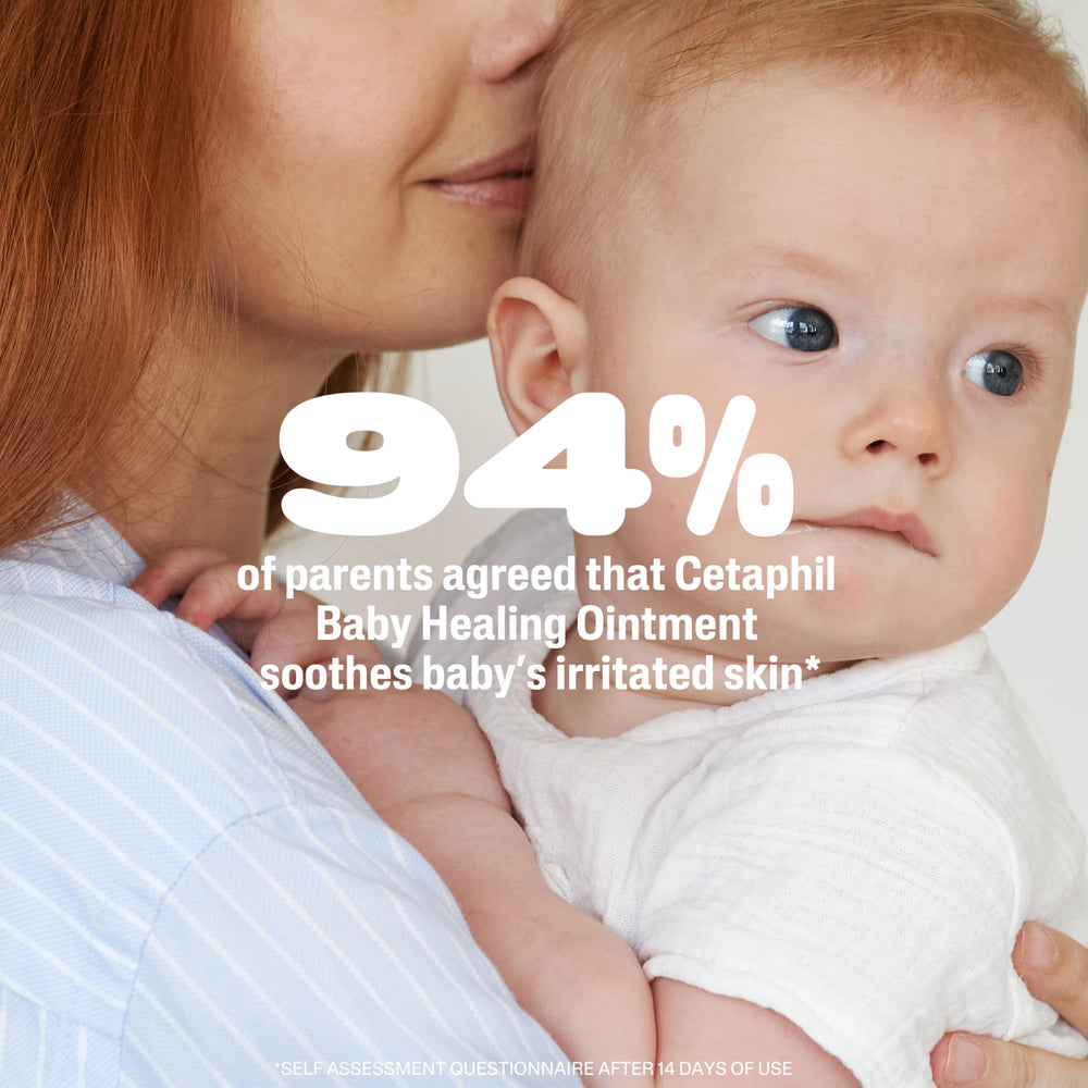 Cetaphil Baby Healing Ointment dermatologist-approved badge indicates trusted care.