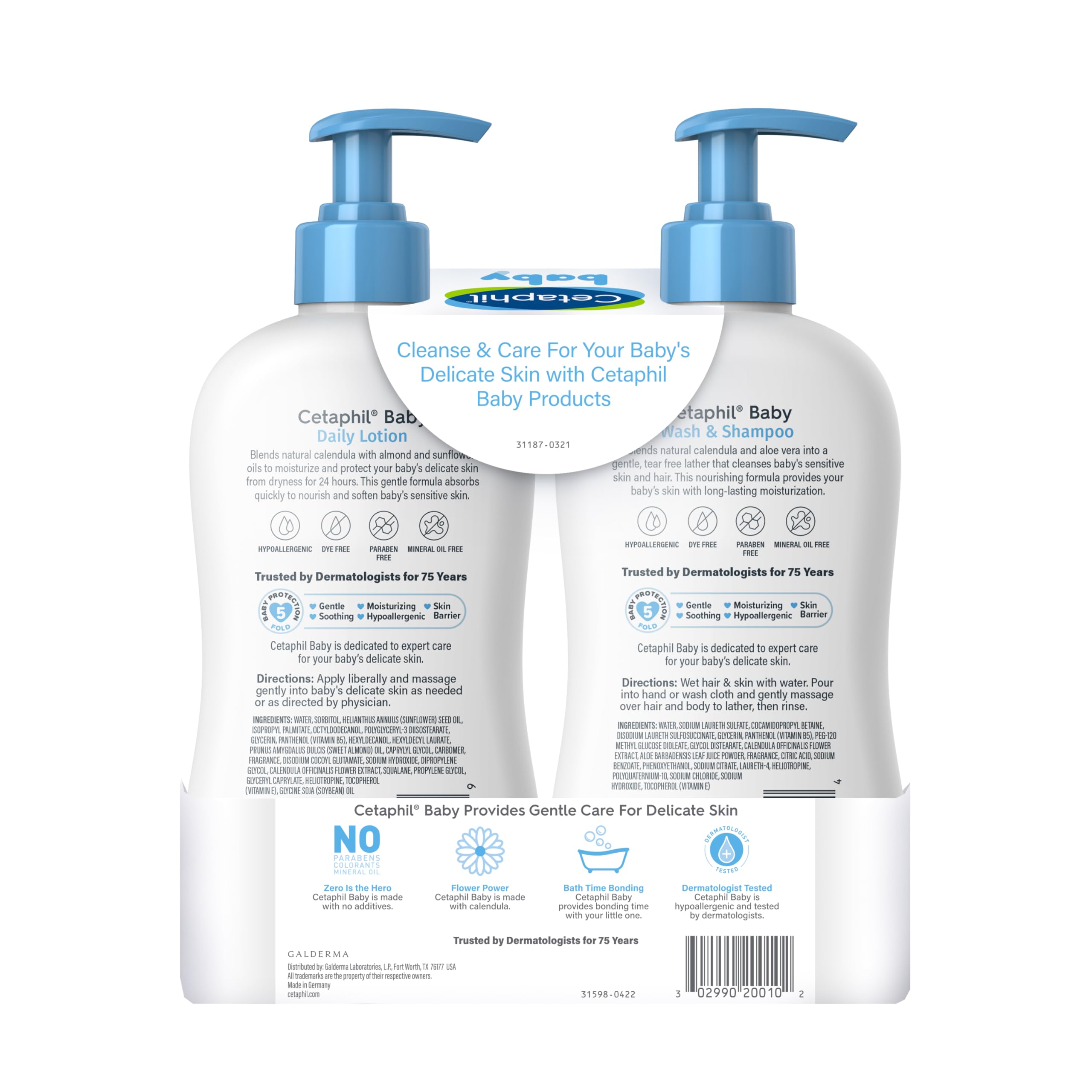 Cetaphil Baby set: no parabens, colorants, or mineral oil.