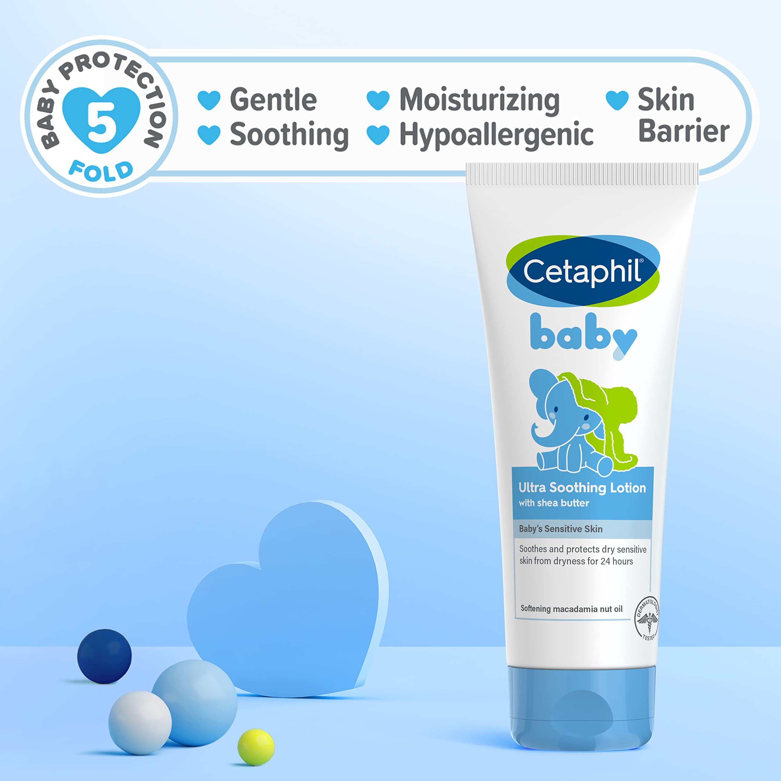 Cetaphil Baby Ultra Soothing Lotion dry skin spot targets areas needing moisture.