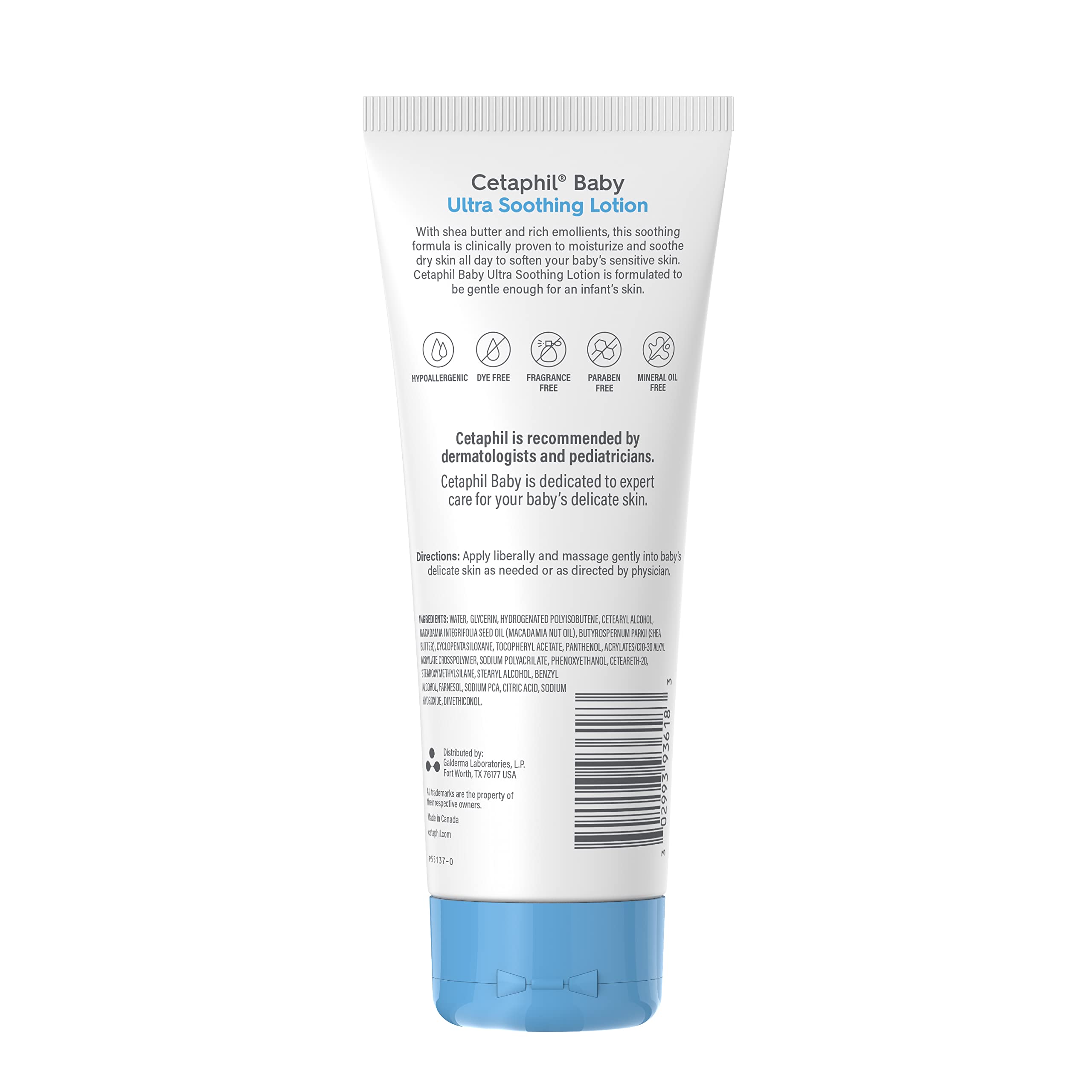 Cetaphil Baby Ultra Soothing Lotion hypoallergenic formula supports gentle care for delicate skin.