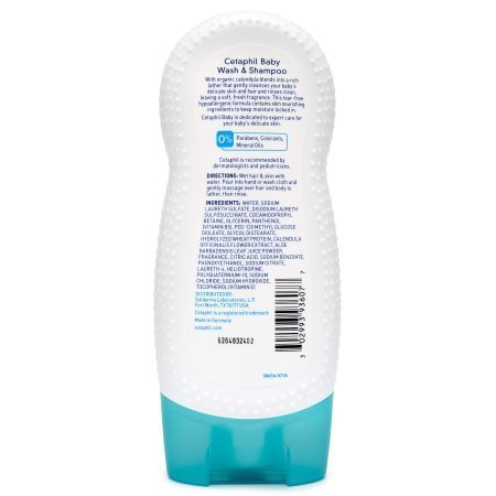 Cetaphil baby wash packaging four-pack highlights calendula infusion for gentle infant care.