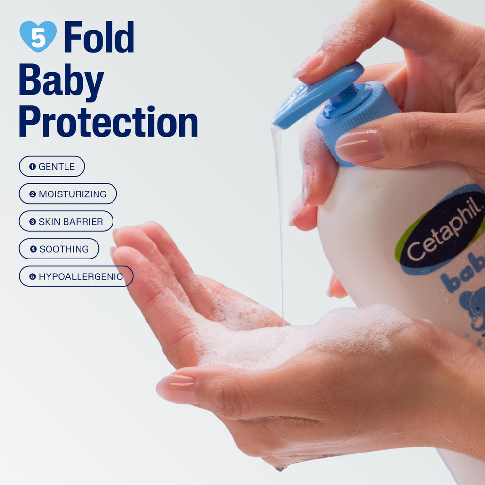 Cetaphil Baby Wash & Shampoo no colorants protects sensitive skin