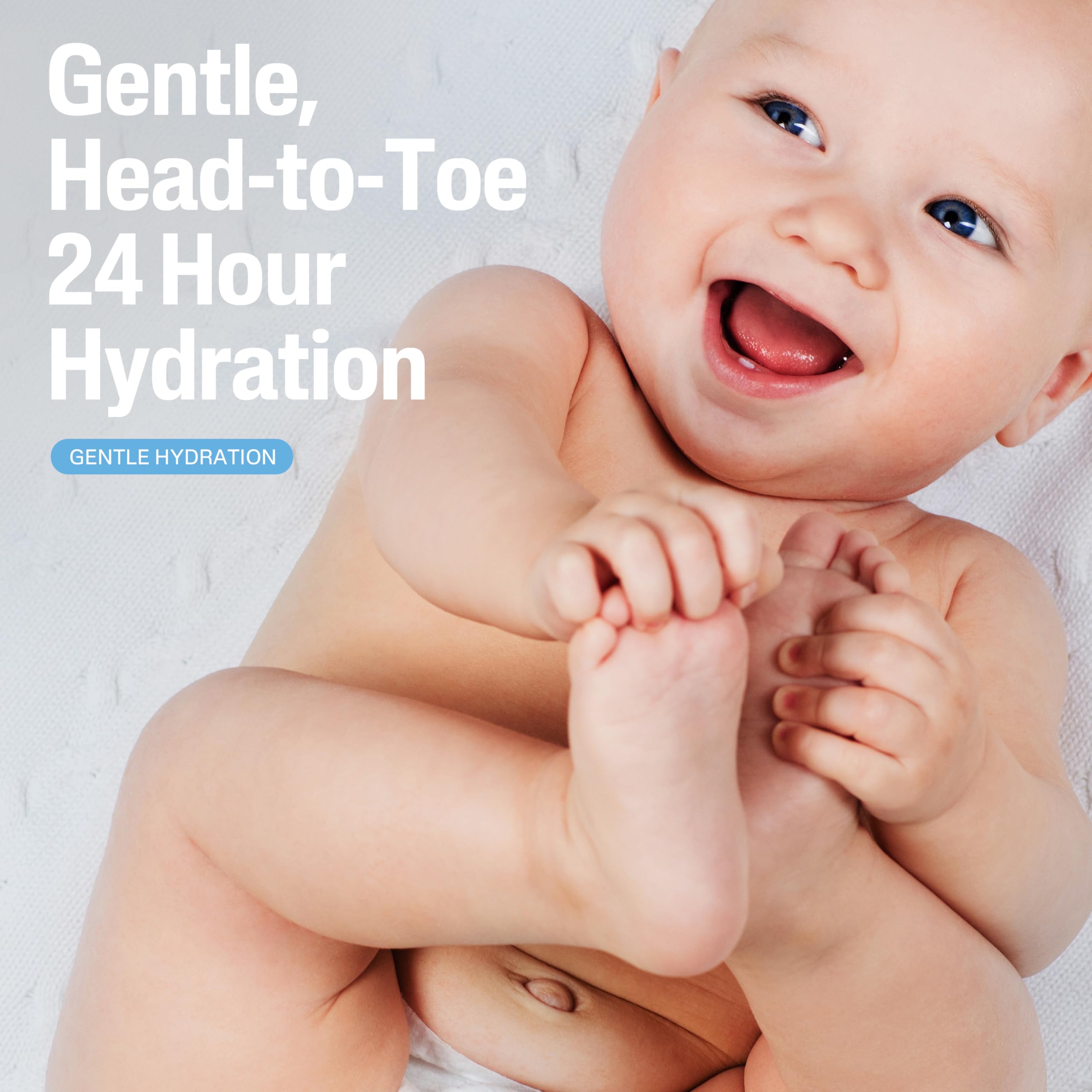 Soft-lather Cetaphil Baby Wash & Shampoo cleans delicate skin and hair.