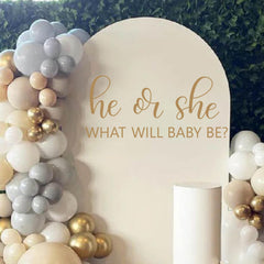 CEUQIESO baby shower decor balloon arch creates a colorful focal point.
