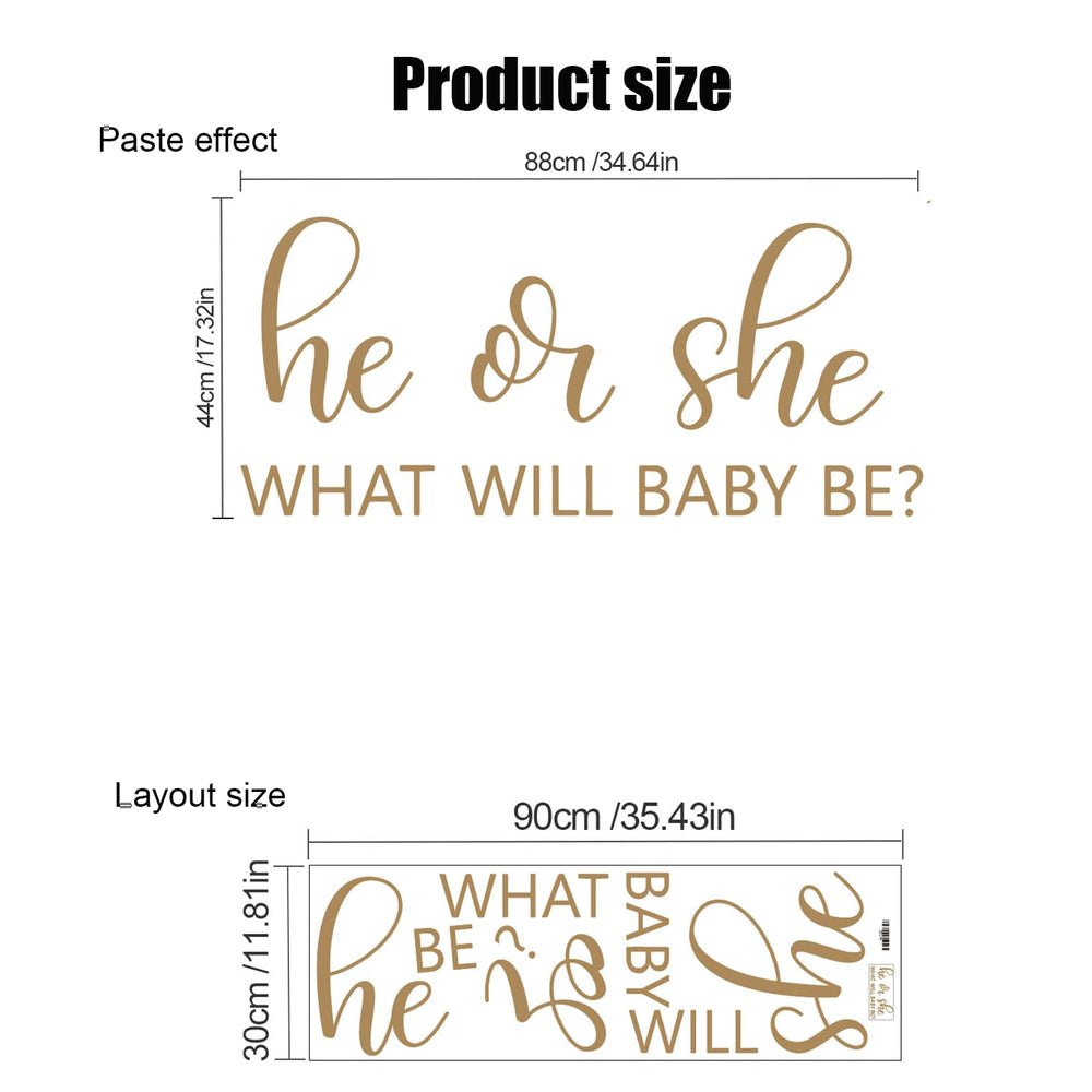 CEUQIESO gender reveal sign wall sticker adds playful anticipation.