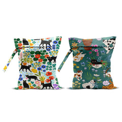 CFGBFDGH cat wet bags front view with colorful flowers for beach and travel use