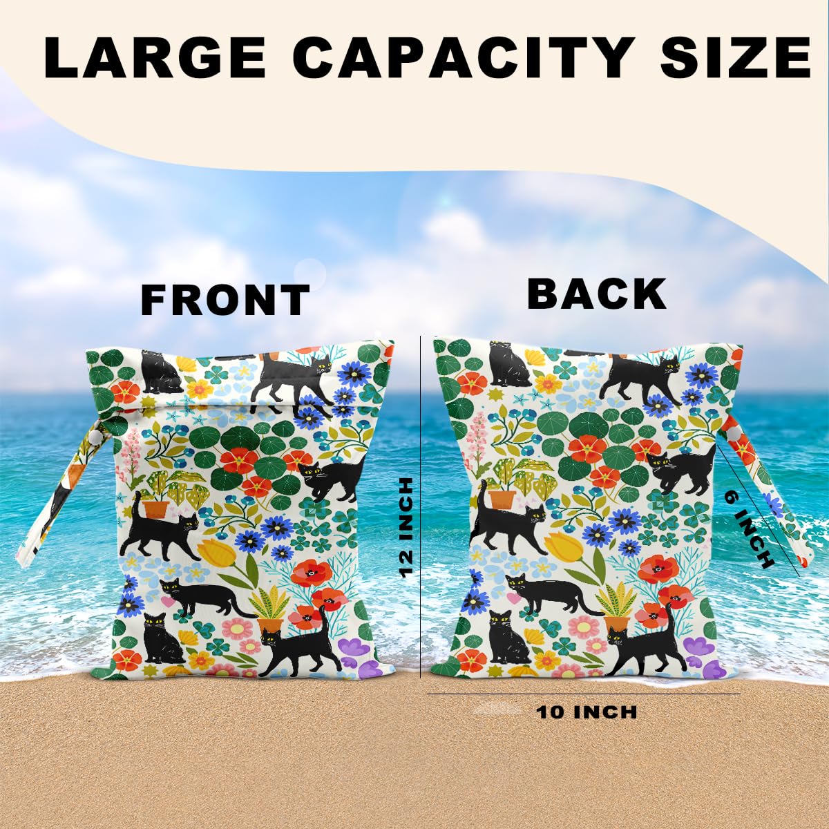 CFGBFDGH cat wet bags pattern closeup showing vibrant flowers for stylish organization