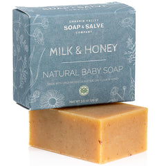 Chagrin Valley Baby Shampoo Bar close-up on oat-honey-goat-milk for gentle cleansing