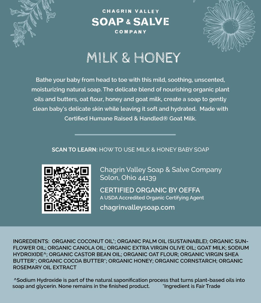 Chagrin Valley Organic oat flour bath soap close-up highlights soothing ingredients