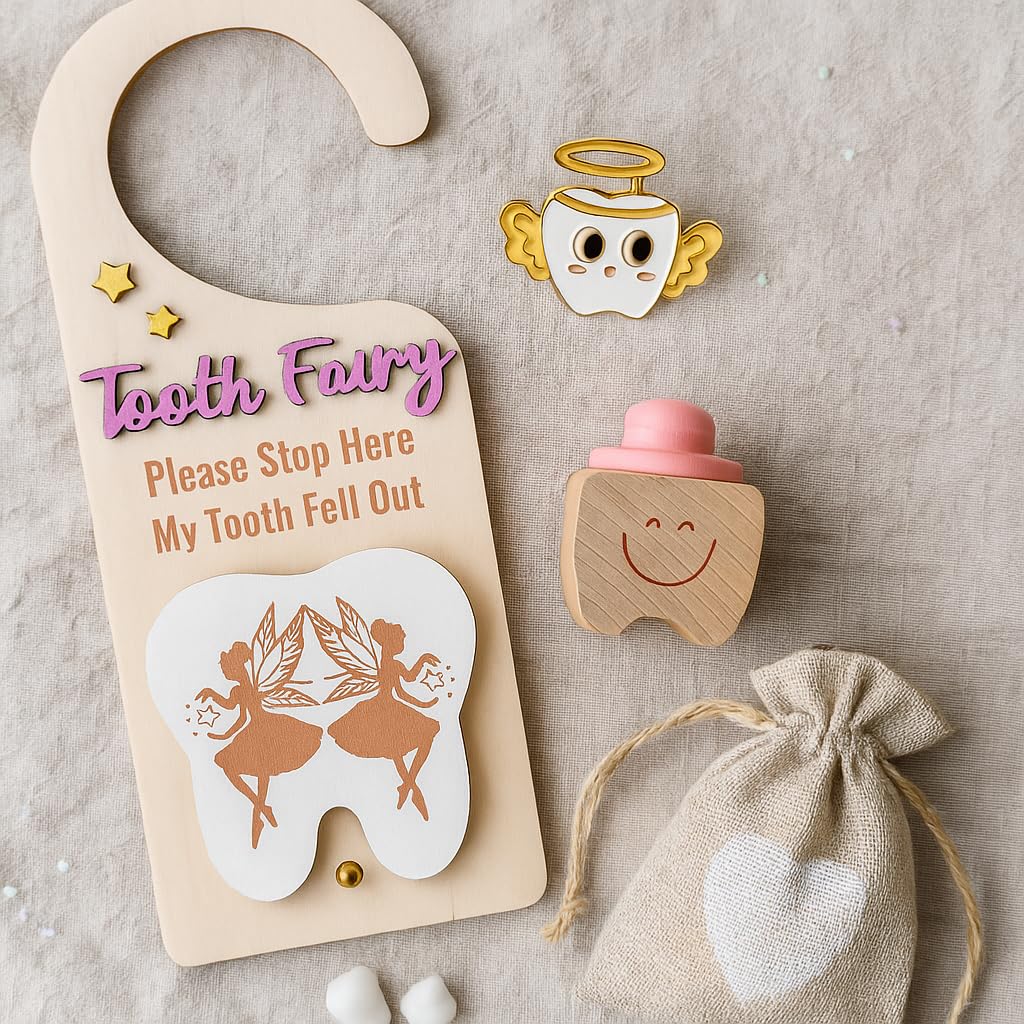 Chakralux door hanger in use on a doorknob for instant fairy moments.