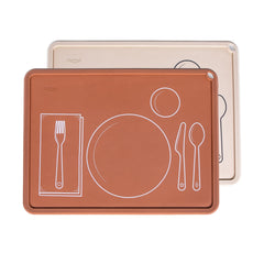 Chamos Montessori placemat clay beige set helps toddlers learn where to place cups