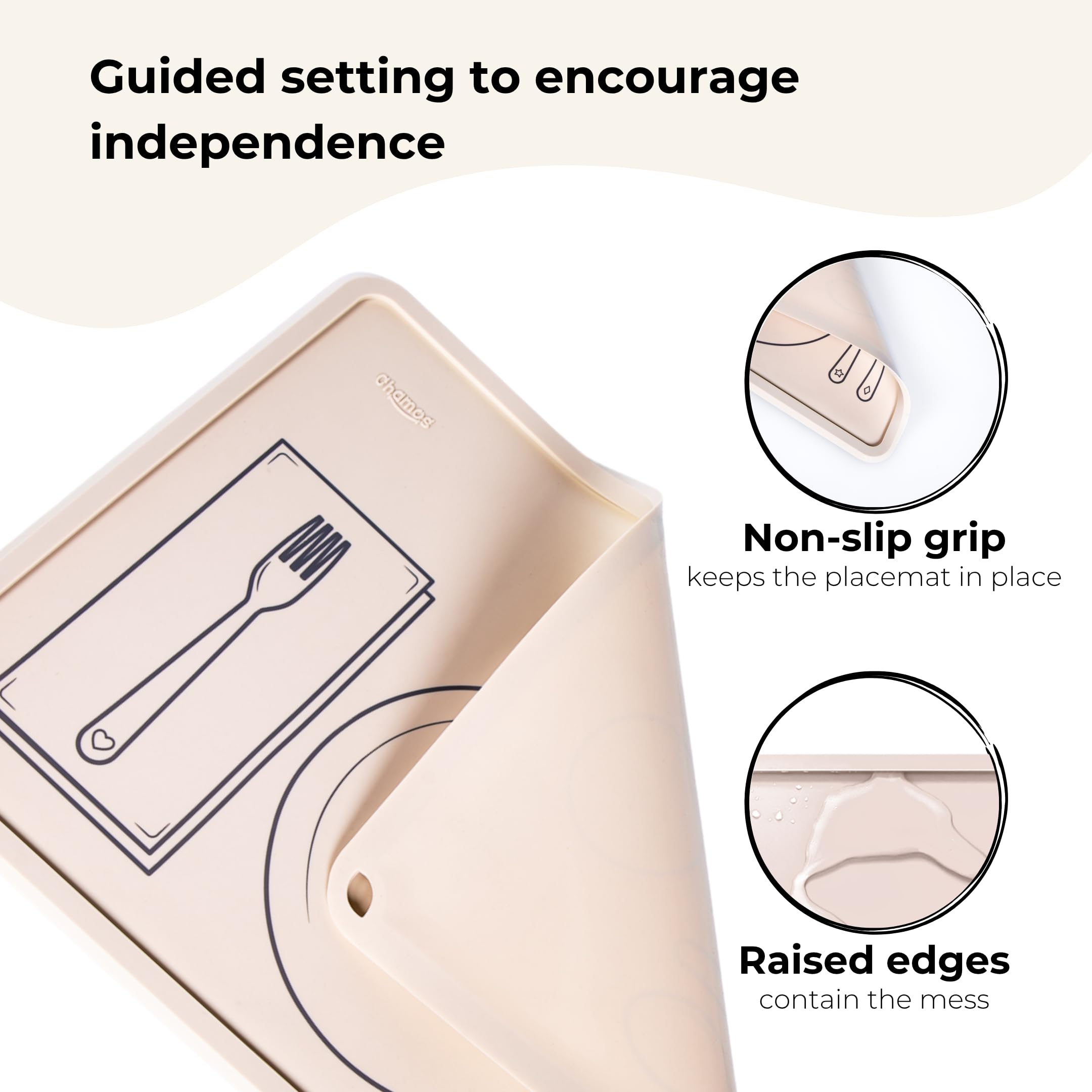 Non-slip surface keeps the mat in place during meals