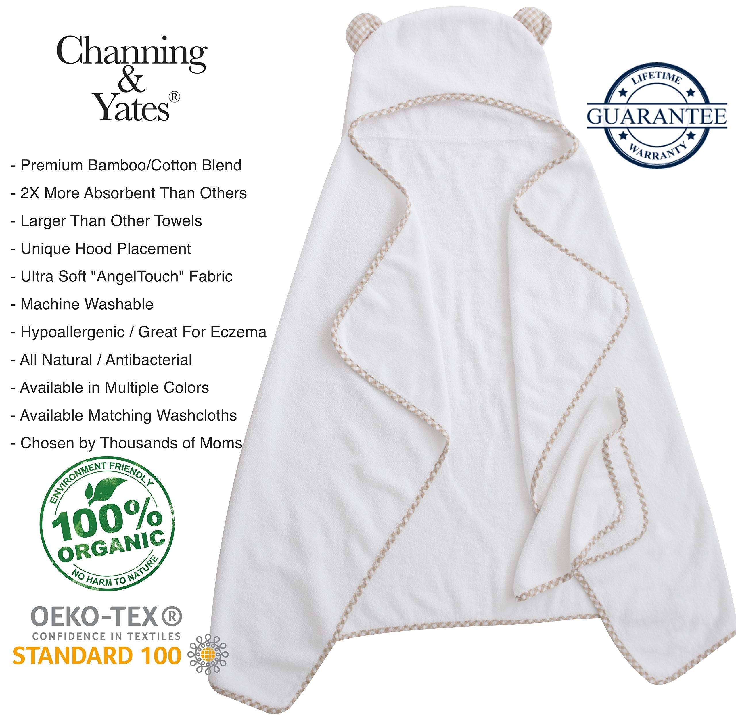 Channing & Yates organic bamboo towel set highlighted for skin-friendly, hypoallergenic feel.