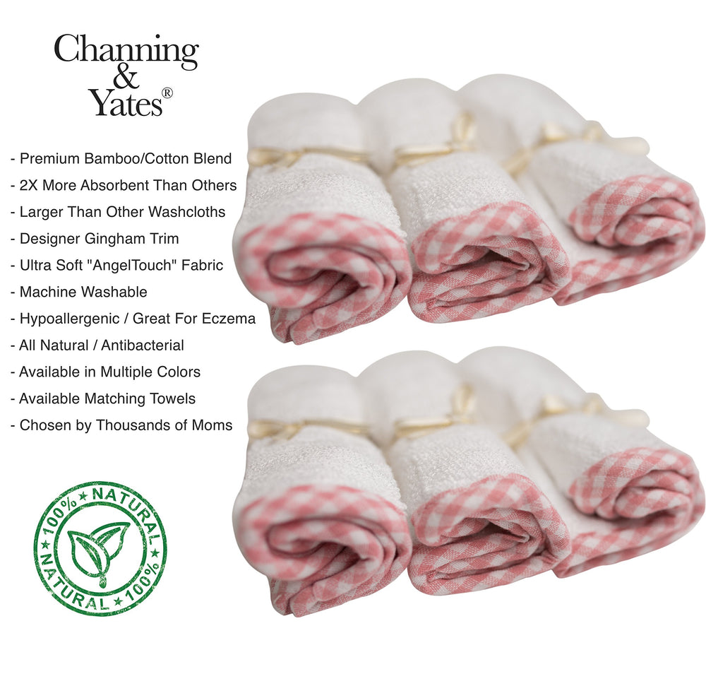 Channing & Yates pink gingham bordered towel unisex design