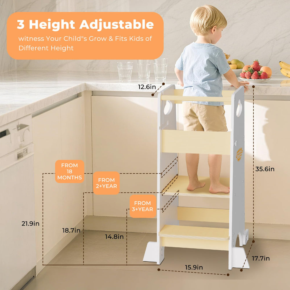 CHAO KWORLDS three-in-one tower ready to convert into a highchair.