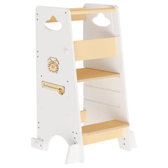 CHAO KWORLDS toddler tower with safety rail supports safe kitchen exploration.