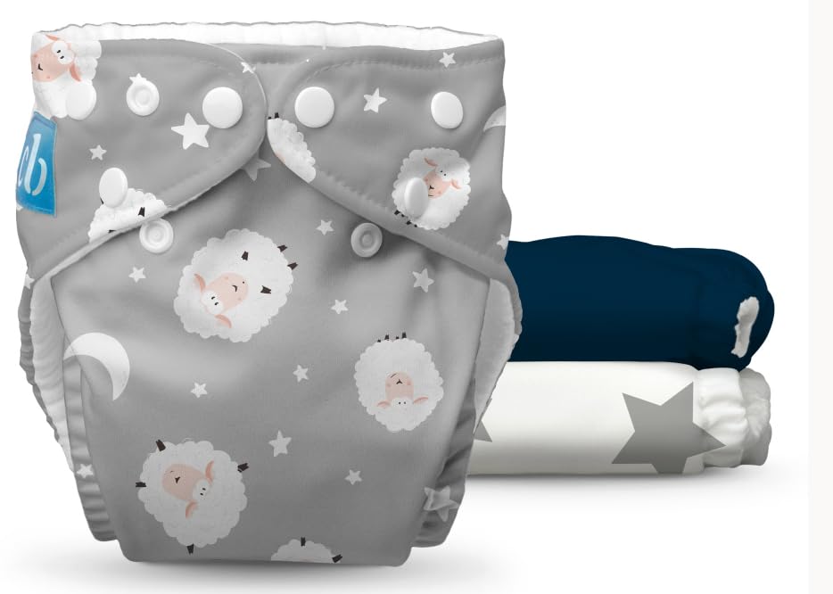 Charlie Banana Counting Sheep cloth diaper with soft fleece lining for newborns