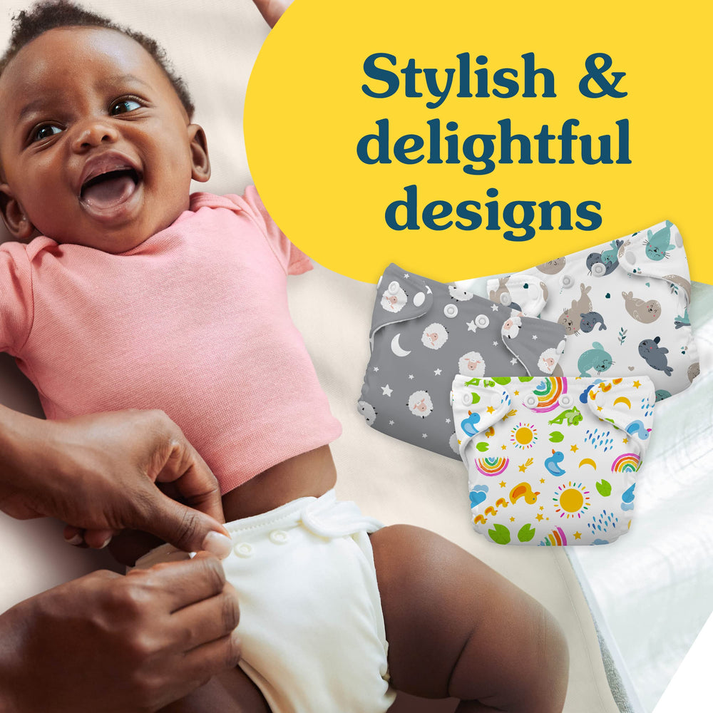Charlie Banana diaper includes absorbent inserts for reliable absorbency during day care.