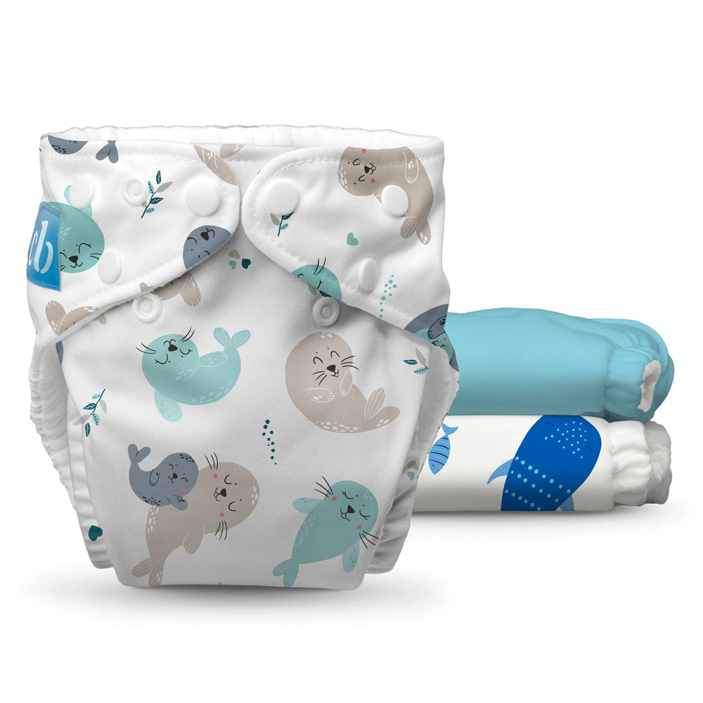 Charlie Banana Sealy Seas 3-pack diaper shown, reusable and travel-friendly.