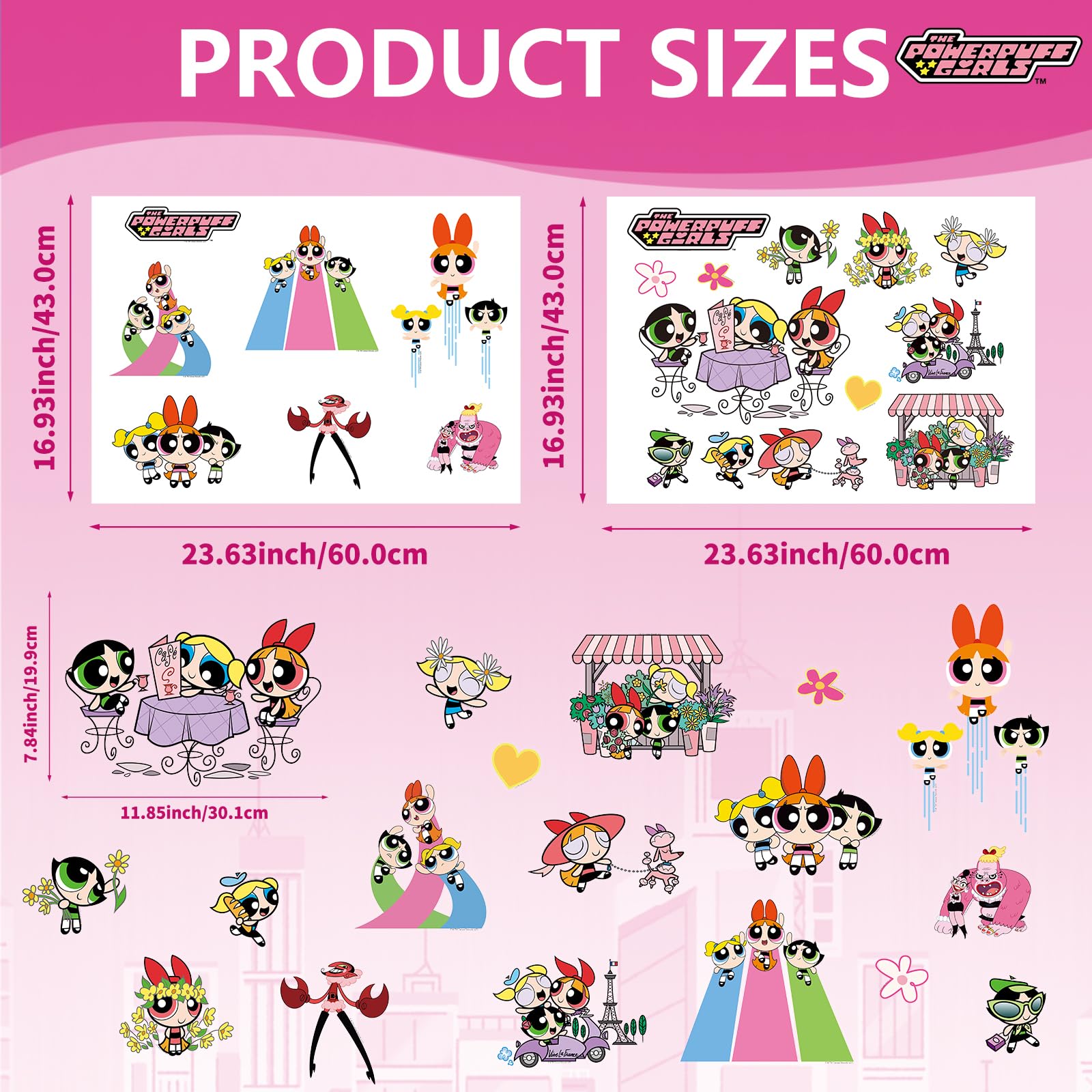 Charon Powerpuff wall decals showcase garden florals for cheerful home walls