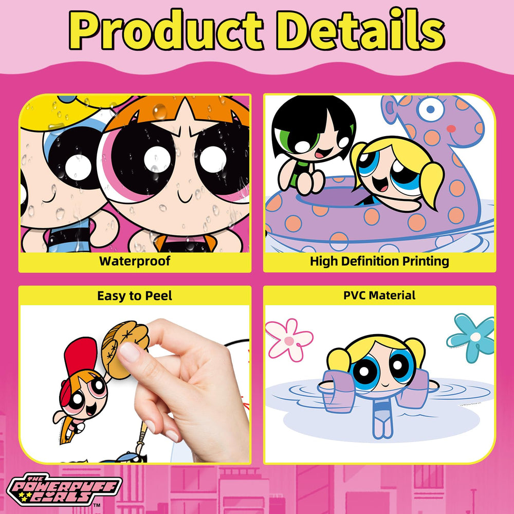 Charon Powerpuff Girls vinyl decals are easy to clean and reapply.
