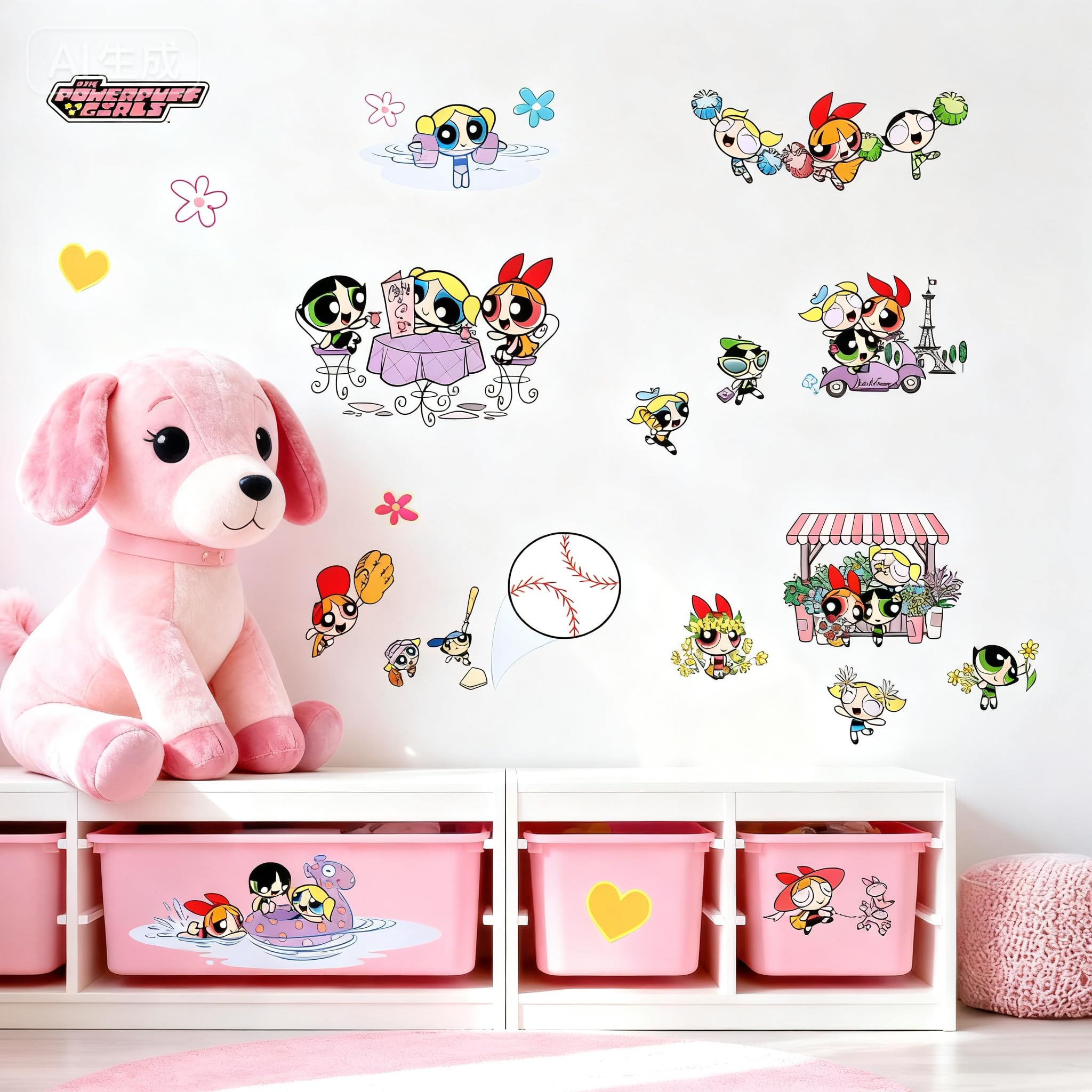 Charon Powerpuff two-sheet pack offers ample decals for multiple rooms.
