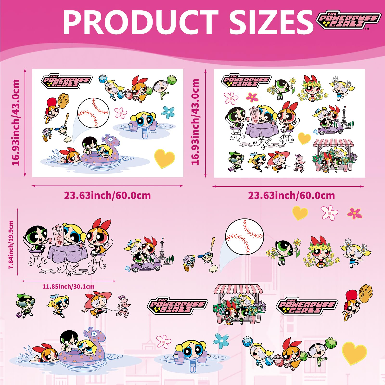 Charon Powerpuff window decals displayed in living room brighten spaces.