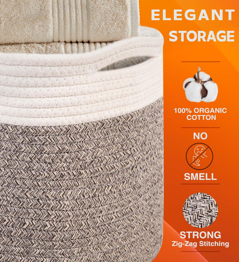 CHAT BLANC three-pack storage baskets sit neatly on a shelf with soft fabric.