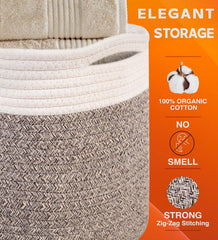 CHAT BLANC three-pack storage baskets sit neatly on a shelf with soft fabric.