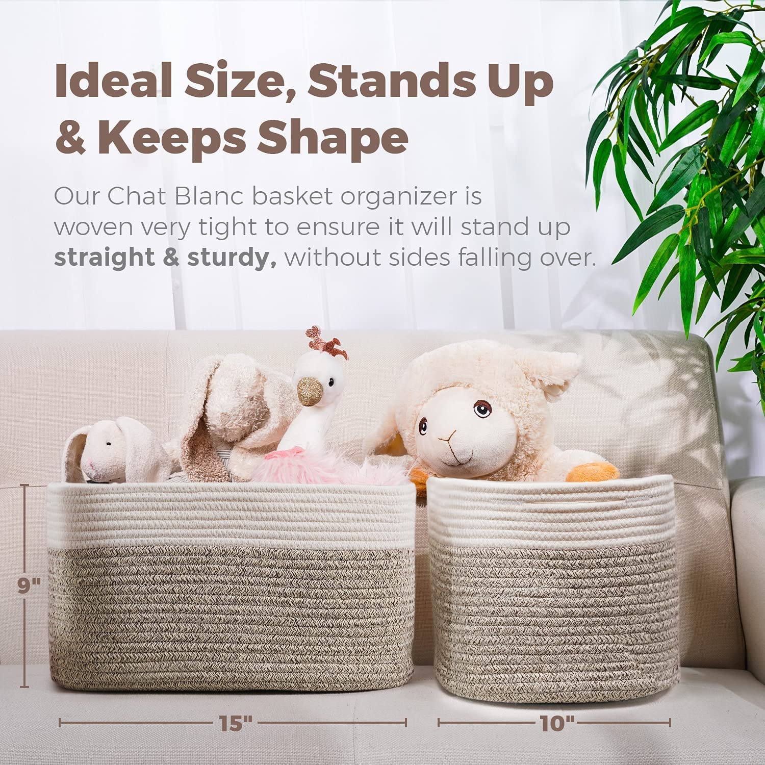 CHAT BLANC bathroom towel basket keeps towels and toiletries tidy and accessible.