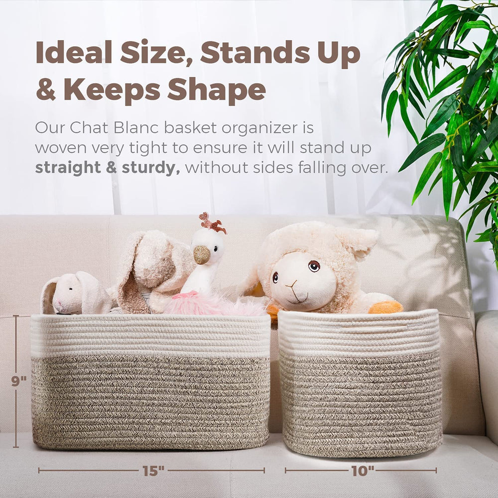 CHAT BLANC bathroom towel basket keeps towels and toiletries tidy and accessible.