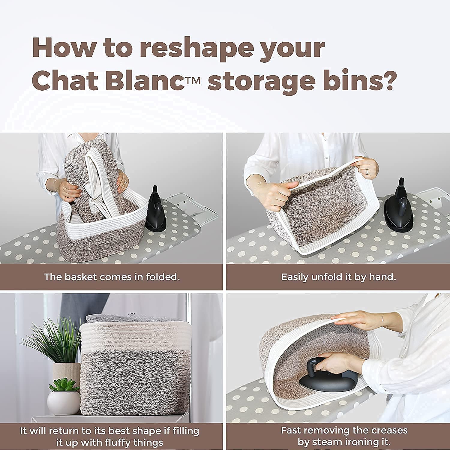 CHAT BLANC dog toy bin doubles as a book bin for versatile storage.
