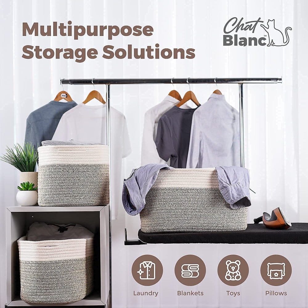 CHAT BLANC entryway shoe basket with woven look adds welcoming storage.