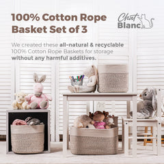 CHAT BLANC nursery decorative basket in off-white and brown adds warm texture.