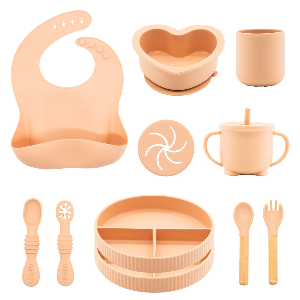CHCC silicone baby feeding set on table for easy family mealtimes