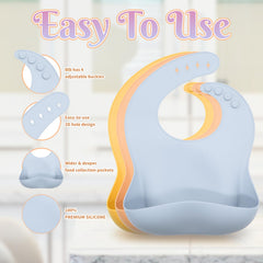 CHCC silicone bib with deep pocket to catch spills.