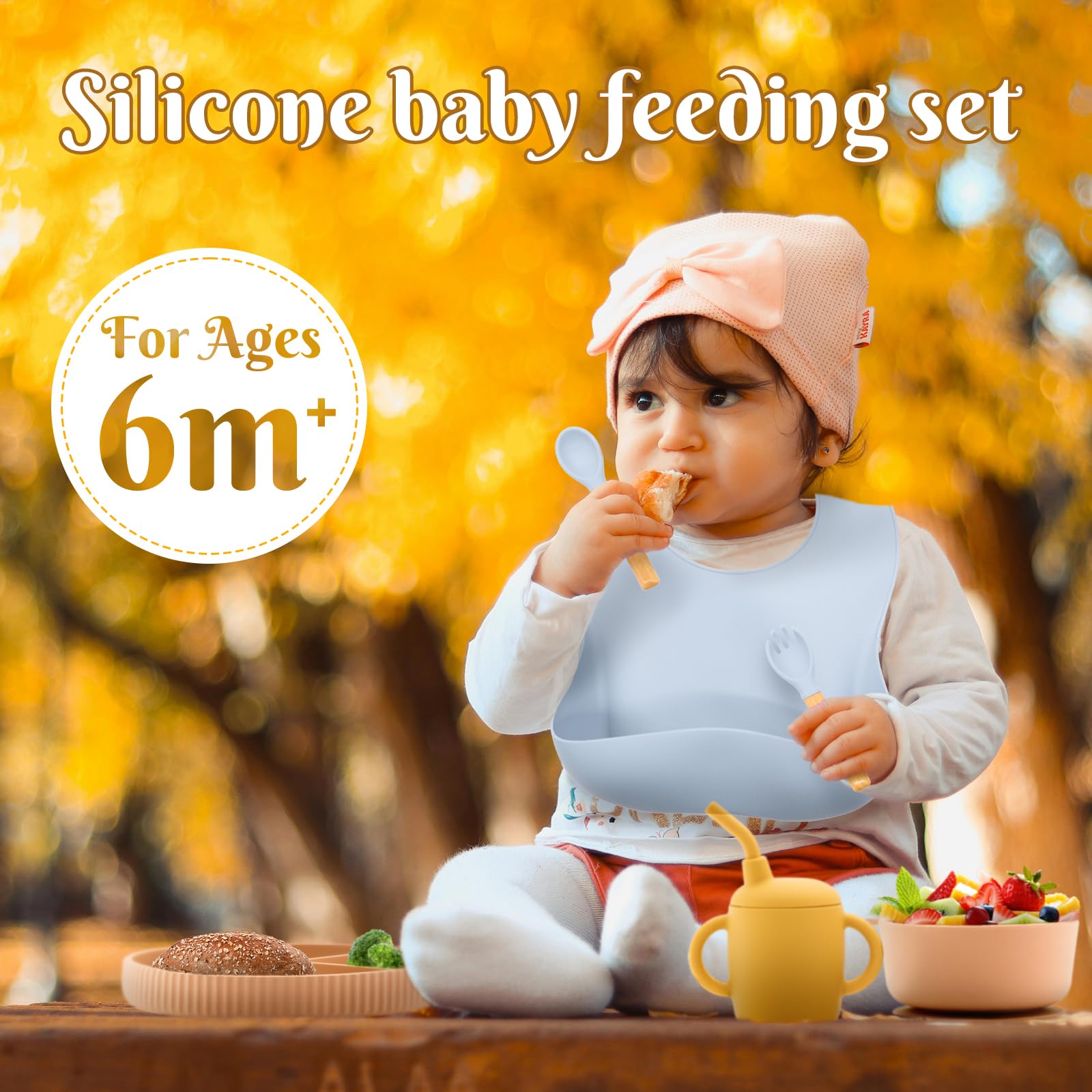 CHCC wooden fork with comfortable grip for tiny hands during feeding.