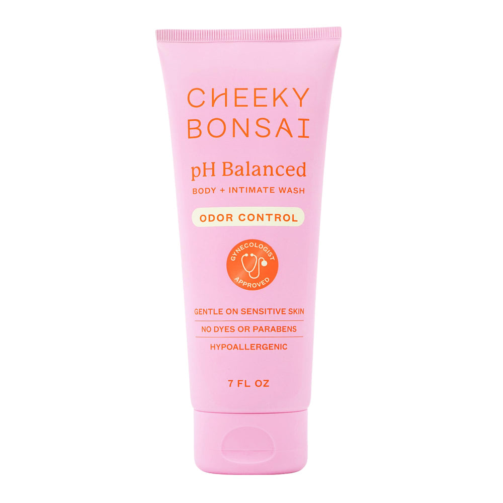 Cheeky Bonsai Everywhere Wash bottle pouring for balanced cleansing and daily freshness.