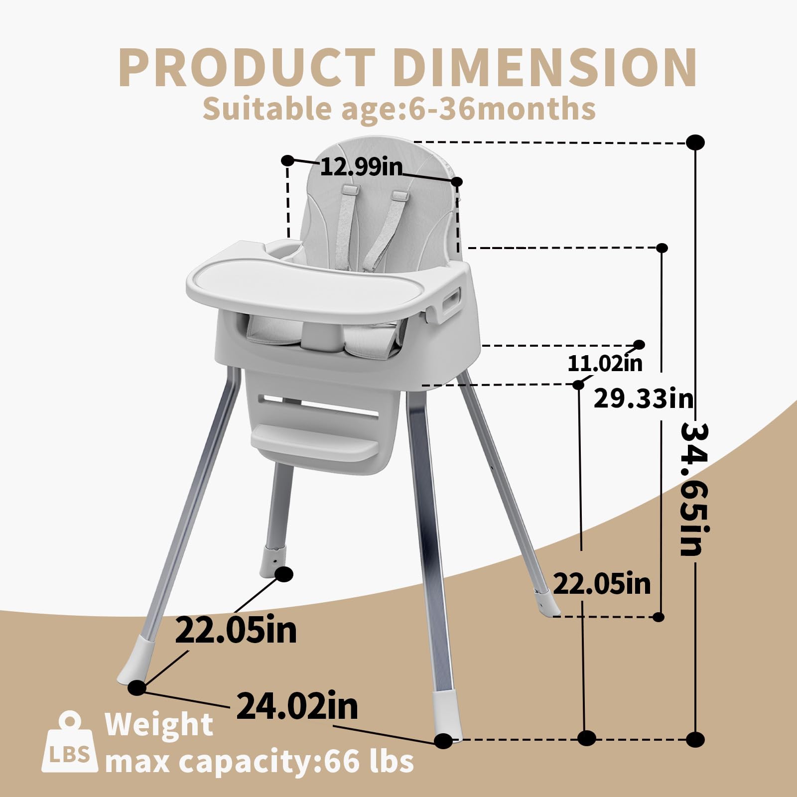 CheerKid portable highchair featuring a 5-point harness with adjustable fit.